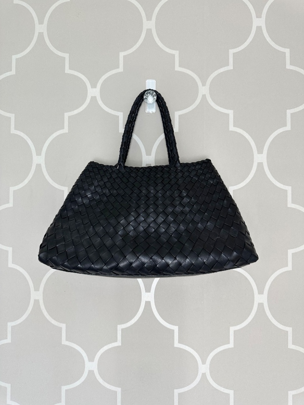 NWOT Dragon Diffusion Santa Croce Big Black Woven Leather Handbag - Picture 2 of 11